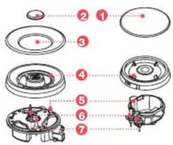 Exploded view diagram of a mechanical assembly with numbered parts for identification