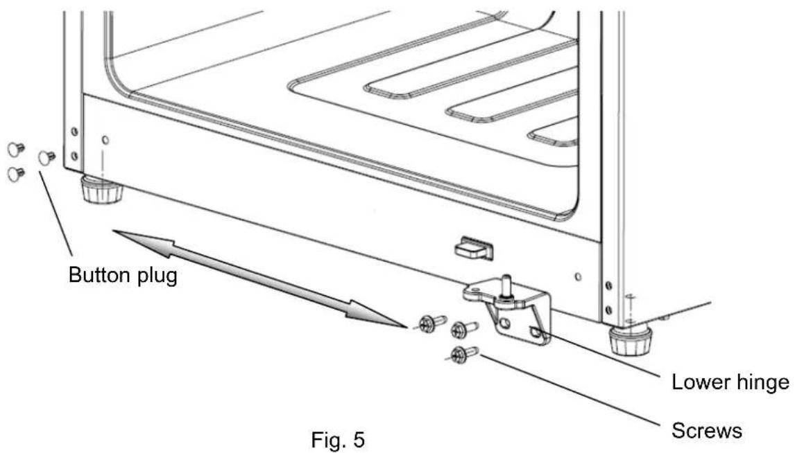 Button plug Lower hinge Screws Fig. 5