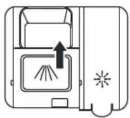 Diagram of a door with a vent and airflow indicators, no text or symbols present