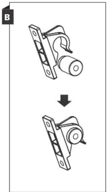 Diagram showing a mechanical assembly transformation from a bracket to a motor component (no text or symbols)