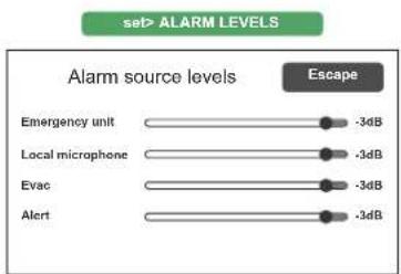 FBT VAIE 4000 - set> ALARM LEVELS Setting the alarm source level - 1