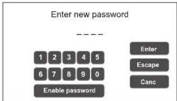 Enter new password ---- 1 2 3 4 5 6 7 8 9 0 Enable password Enter Escape Canc