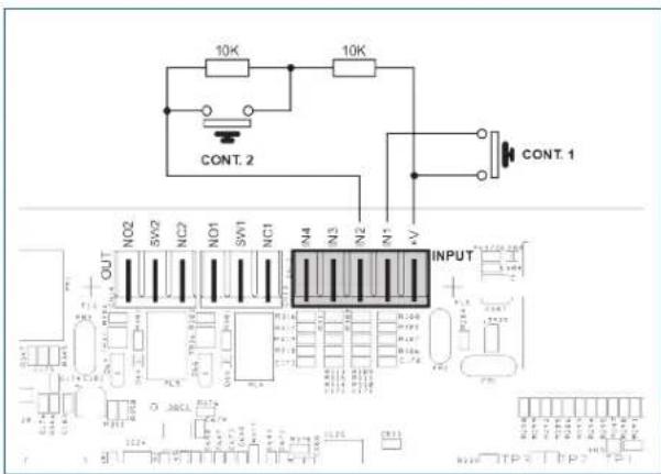 10K 10K CONT. 2 CONT. 1 OUT NO2 SW2 NC2 NO1 SW1 NC1 N4 N5 N2 N* V INPUT