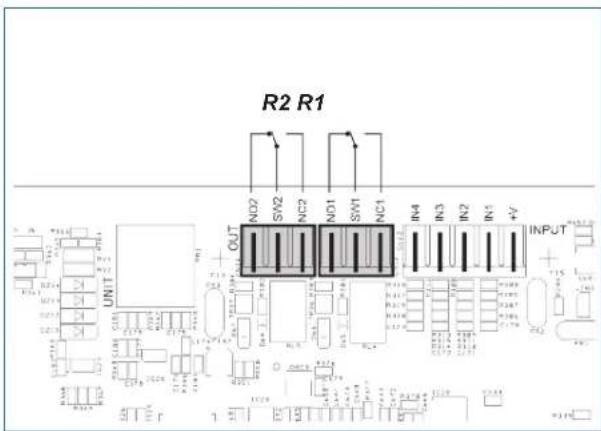 R2 R1 OUT ND2 SW2 CN2 ND1 SW1 NC1 IN4 IN3 IN2 IN+ 4V INPUT