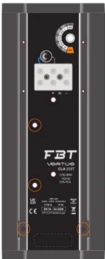 FBT VERTOS CLA 203T COLUMN POINT SOURCE UK CA CE UNIT 100 XXX/CFR 100000X TYPE B IP-50 EN 54 - 24-2008 FBT ELETTRONICA BYA Made ITALY
