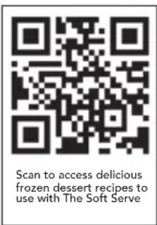 Scan to access delicious frozen dessert recipes to use with The Soft Serve