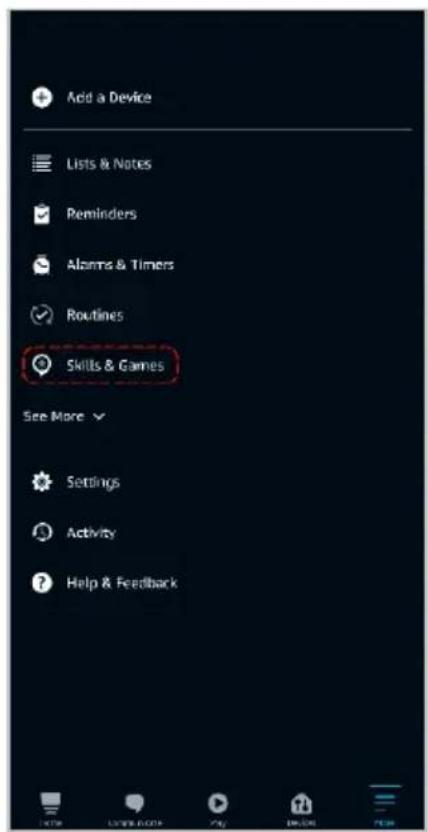 Add a Device Lists & Notes Reminders Alarms & Timers Routines Skills & Games See More > Settings Activity Help & Feedback