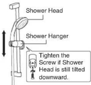 Shower Head Shower Hanger Tighten the Screw if Shower Head is still tilted downward.