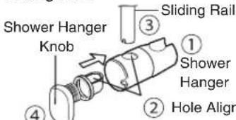 Shower Hanger Knob Sliding Rail ① Shower Hanger ② Hole Align