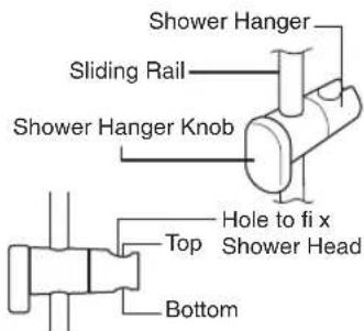 Shower Hanger Sliding Rail Shower Hanger Knob Top Bottom Hole to fi x Shower Head