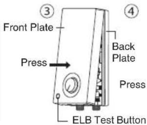 Front Plate Press ELB Test Button Back Plate Press ③ ④