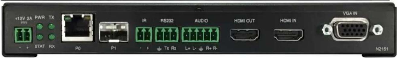 +12V 2A PWR TX - + STAT RX P0 P1 IR RS232 AUDIO HDMI OUT HDMI IN VGA IN N2151