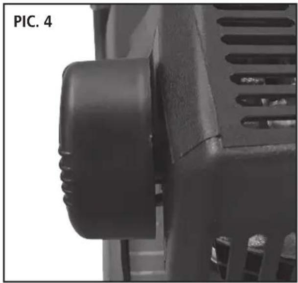Close-up of a mechanical component with a black knob and ventilation slots (no visible text or symbols)