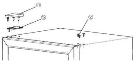 Technical diagram showing labeled components of a mechanical assembly or mounting bracket with numbered parts.
