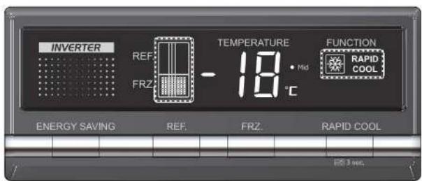 INVERTER REF. FRZ. TEMPERATURE 18°C FUNCTION RAPID COOL ENERGY SAVING REF. FRZ. RAPID COOL