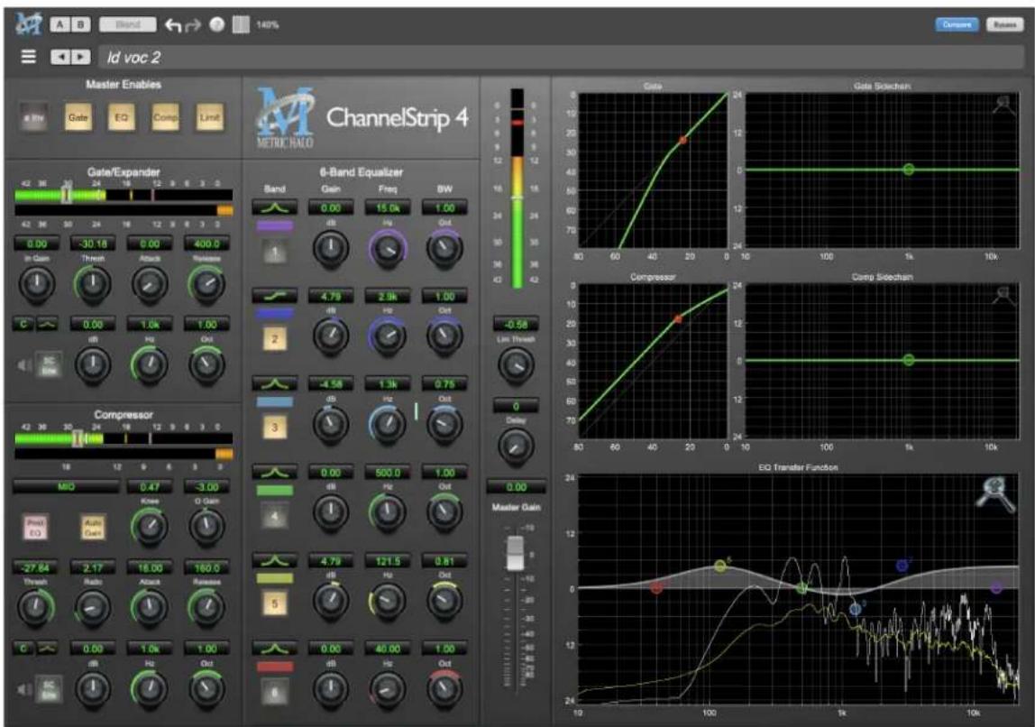 Id voc 2 Master Enables Gate EQ Comp Limit ChannelStrip 4 METRIC HALO Gate/Expander Gate/Expander 6-Band Equalizer Band Gain Freq BW 1.00 15.0k 1.00 42 36 50 24 18 12 9 6 3 0 In Gain Thresh Attack Reverse C 0.00 1.0k 1.00 dB Hz Out SC BC Compressor Mid 0.47 -3.00 Knee O Gain Prel EQ Auto Thresh 2.17…