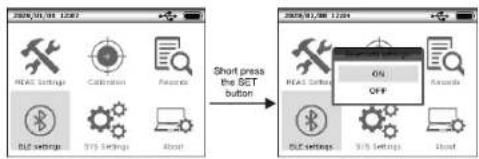 2020/01/06 1:34 Short press the SET button ON OFF