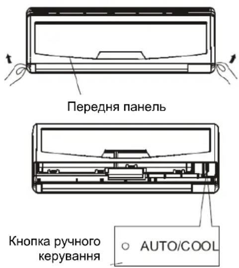Передня панель Кнопка ручного керування AUTO/COOL