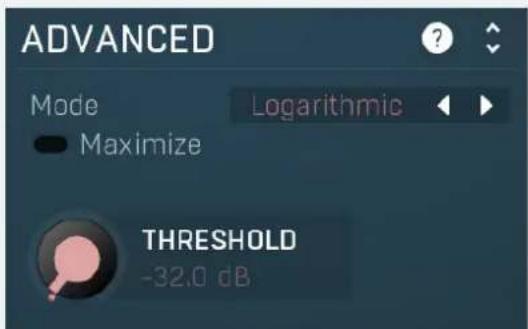ADVANCED Mode Logarithmic Maximize THRESHOLD -32.0 dB