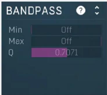 BANDPASS Min Off Max Off Q 0.7071