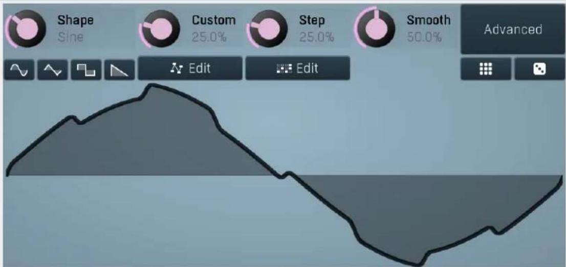 Shape Sine Custom 25.0% Step 25.0% Smooth 50.0% Advanced Edit Edit