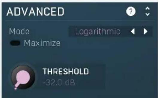 ADVANCED Mode Logarithmic Maximize THRESHOLD -32.0 dB