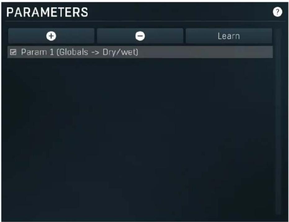 PARAMETERS + - Learn Param 1 (Globals -> Dry/wet)
