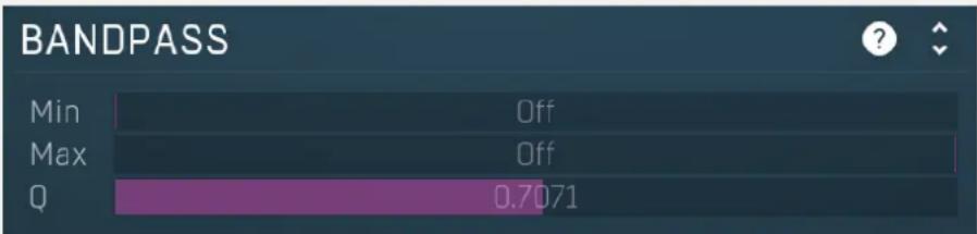BANDPASS Min Off Max Off Q 0.7071