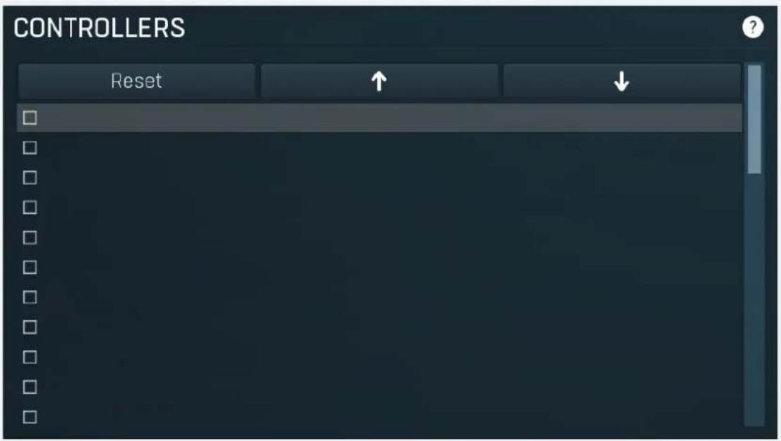 CONTROLLERS Reset ↑ ↓