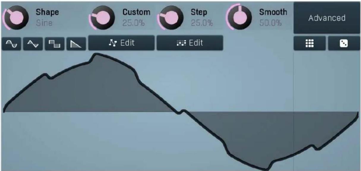 Shape Sine Custom 25.0% Step 25.0% Smooth 50.0% Advanced Edit Edit