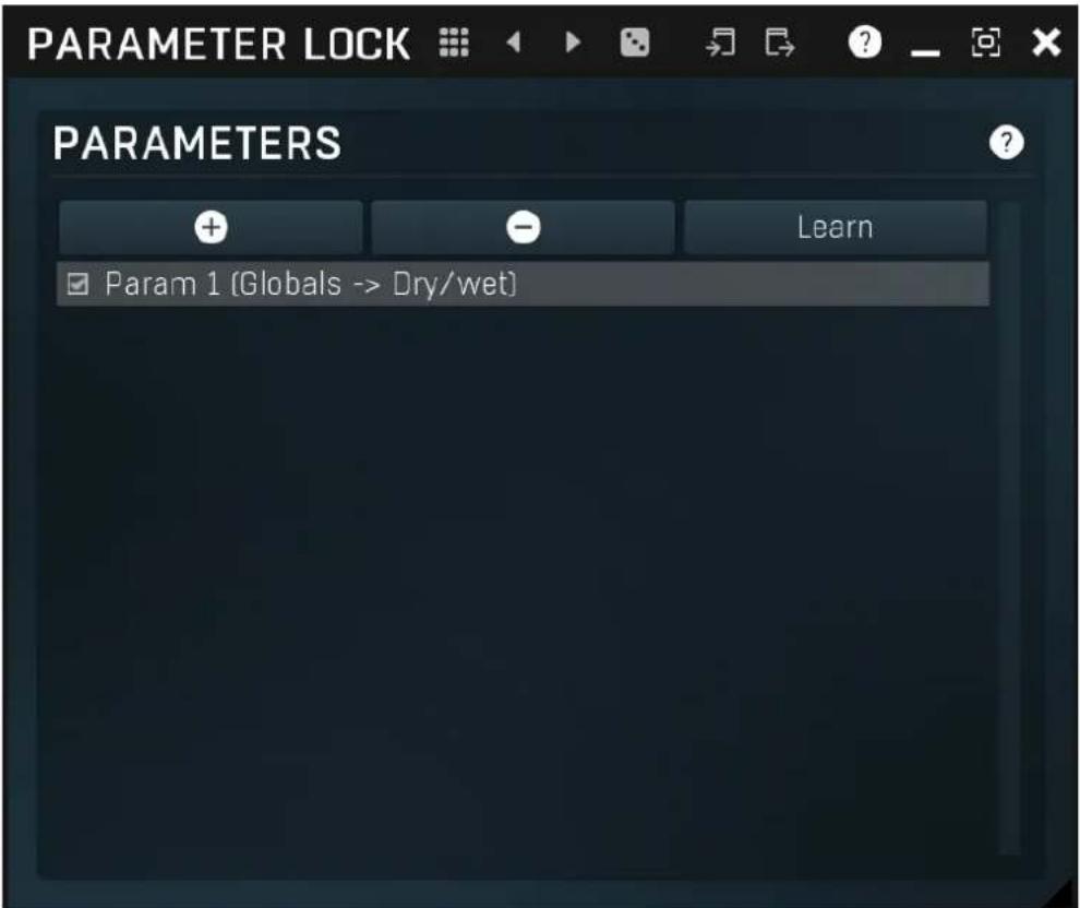 PARAMETER LOCK PARAMETERS + - Learn Param 1 [Globals -> Dry/wet]