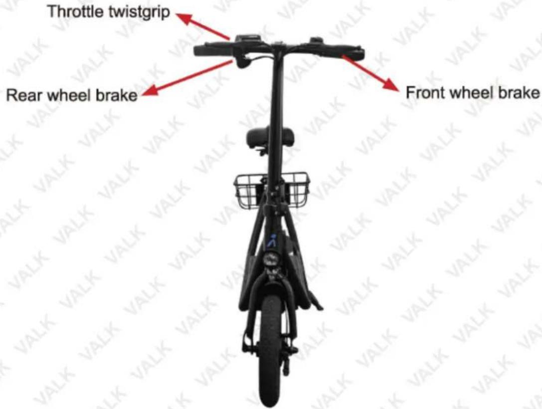 Throttle twistgrip Rear wheel brake Front wheel brake