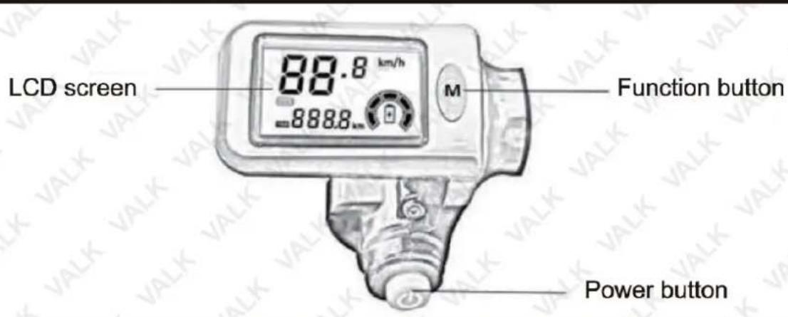 LCD screen 88.8 km/h M Function button Power button
