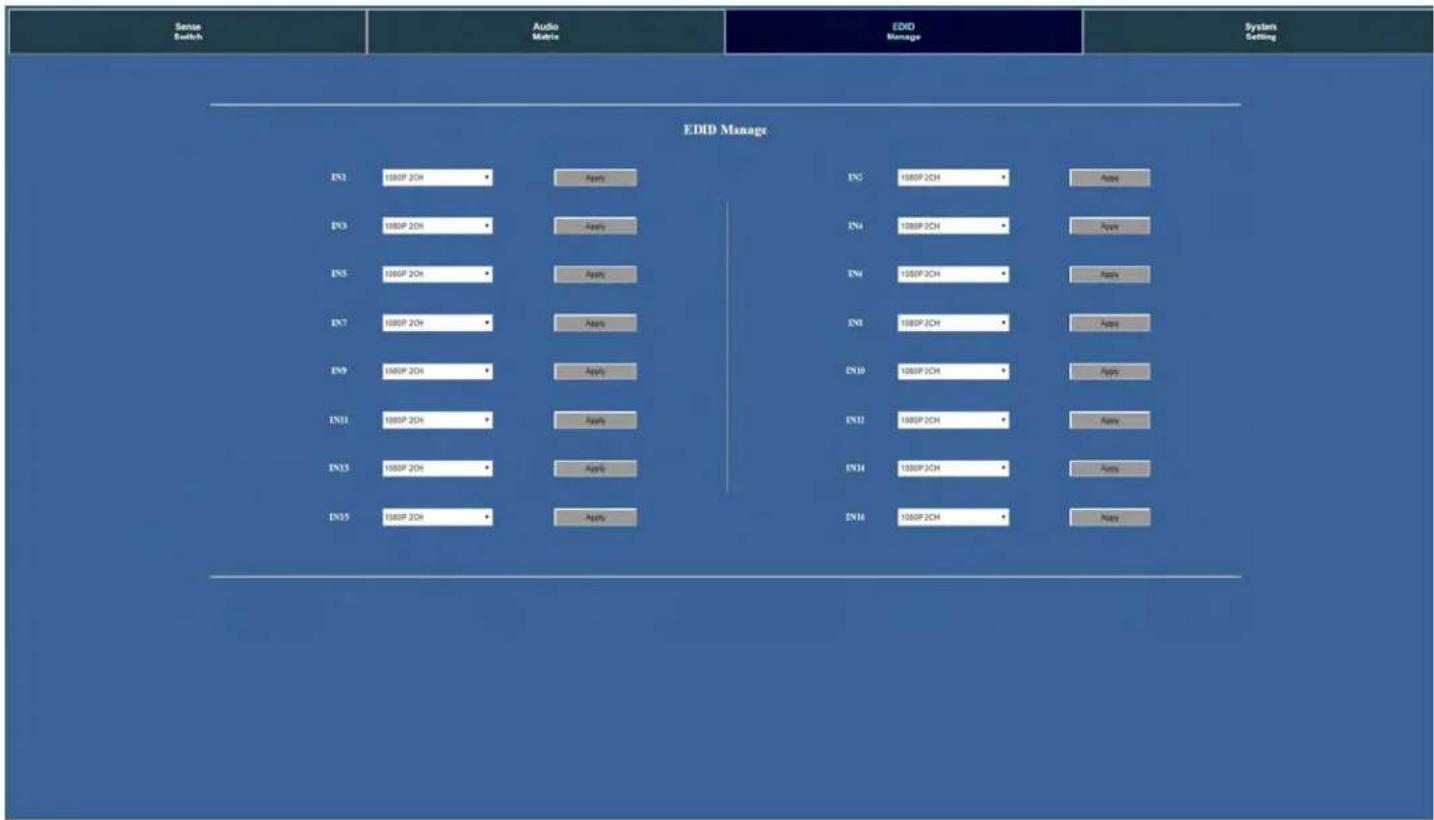 AVPro Edge AC-MX1616-AUHD-GEN2 - Web Interface: EDID Manage - 1