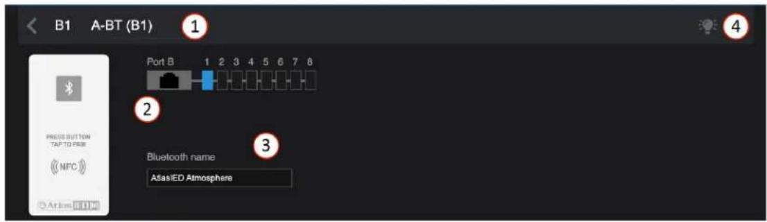 B1 A-BT (B1) 1 4 Port B 1 2 3 4 5 6 7 8 2 Bluetooth name AtlasIED Atmosphere PRESS BUTTON TAP TO PUSH (NPC) Airline: AIR