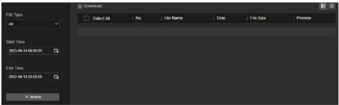 File Type All Start Time 2023-06-14 00:00:00 End Time 2023-06-14 23:59:59 P Search Download Select All | No. | File Name | Time | File Size | Preview