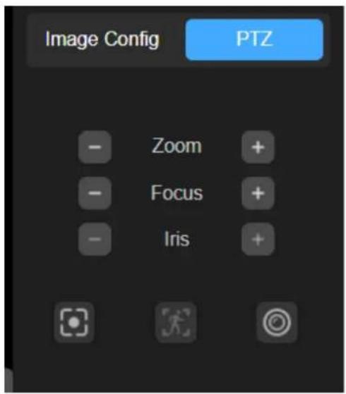 Image Config PTZ - Zoom + - Focus + - Iris +