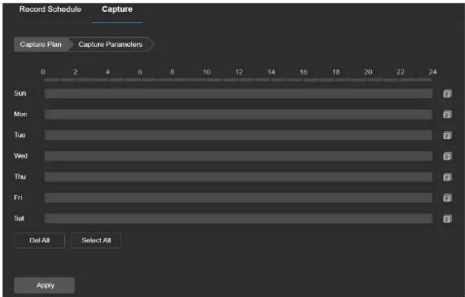 Record Schedule Capture Capture Plan Capture Parameters Sun Mon Tue Wed Thu Fri Sat Del All Select All Apply