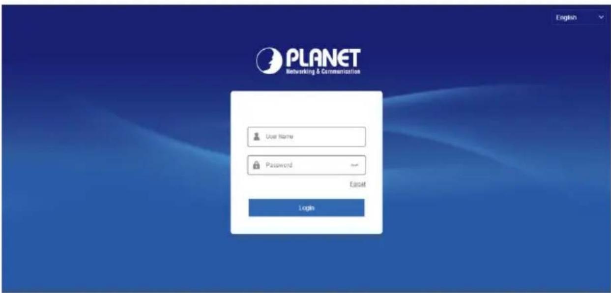 PLANET Networking & Communication User Name Password Edit Login English