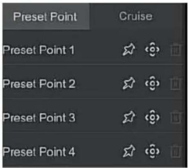 Preset Point Cruise Preset Point 1 Preset Point 2 Preset Point 3 Preset Point 4