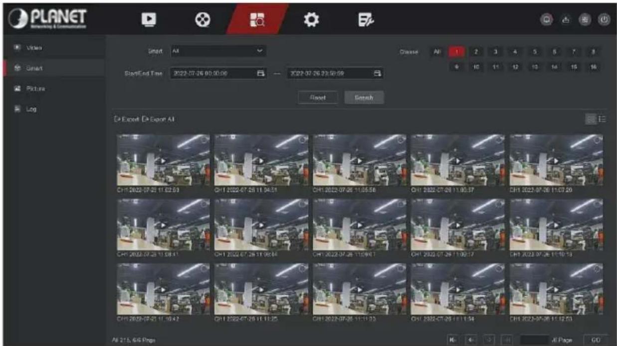 PLANET Monitoring & Communication Smart All StartEnd Time 2022-07-26 00:00:00 2022-07-26 23:00:59 Close Search D:\Export D:\Export AI CH1 2022-07-25 11:02:03 CH1 2022-07-26 11:04:01 CH1 2022-07-26 11:05:58 CH1 2022-07-26 11:05:57 CH1 2022-07-26 11:07:20 CH1 2022-07-26 11:08:41 CH1 2022-07-26 11:09:44 CH1 2022-07-26 11:09:47 CH1 2022-07-26 11:09:17 CH1 2022-07-26 11:10:13 CH1 2022-07-25 11:10:42 CH1 2022-07-26 11:11:25 CH1 2022-07-26 11:11:33 CH1 2022-07-26 11:11:54 CH1 2022-07-26 11:12:53 All 37.5, 44.5 Pages K All Page GO
