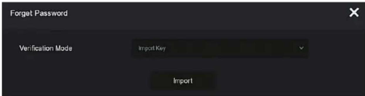 Forget Password Verification Mode Import Key Import