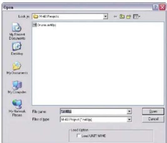 Open Lock in M-48 Projects Drums.m48p My Recent Documents Desktop My Documents My Computer My Network Places File name: Tm48p Files of type: M-48 Project ("m48p") Open Cancel Load Option Load UNIT NAME