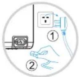 Diagram showing two steps of electrical installation: one with a switch and plug, the other with a plug inserted into a socket.