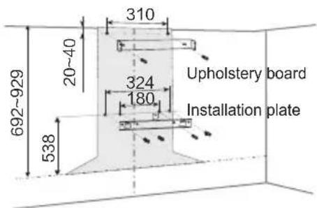 692~929 20~40 310 324 180 538 Upholstery board Installation plate