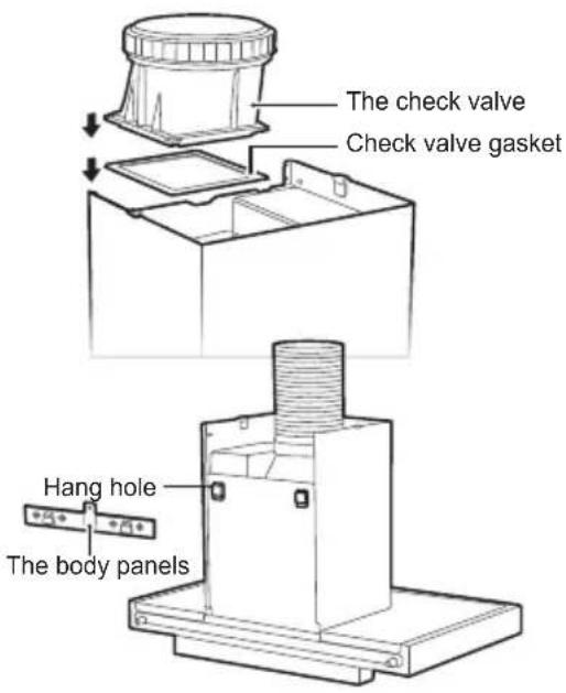 The check valve Check valve gasket Hang hole The body panels