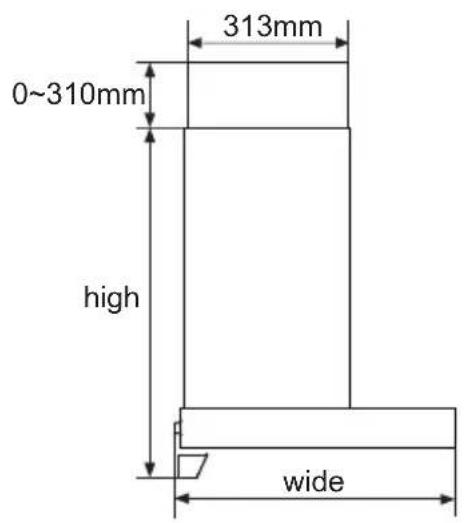 313mm 0~310mm high wide