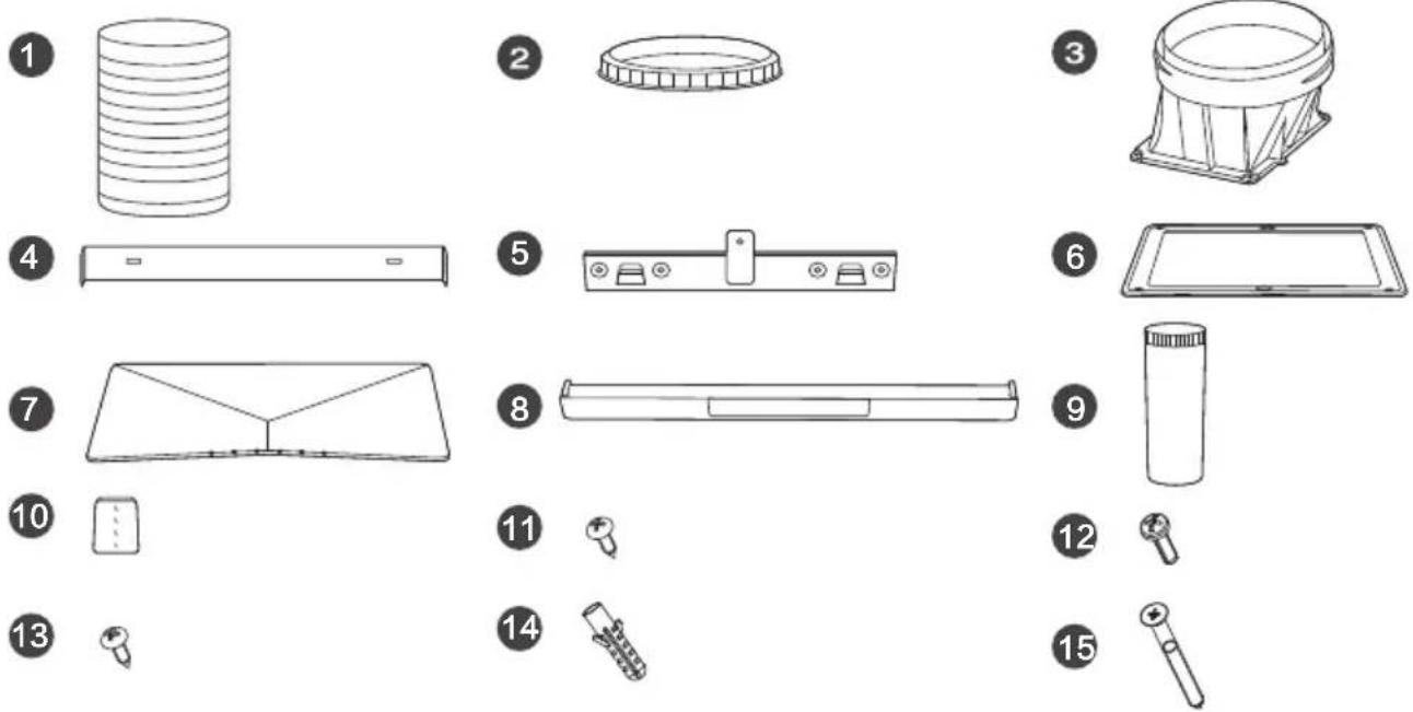 Exploded view diagram of household appliances and fixtures with numbered labels
