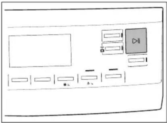 Diagram of a device control panel with labeled buttons and indicators