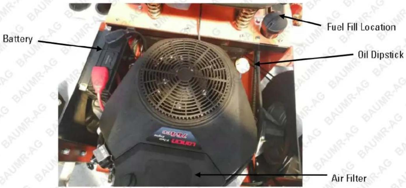Battery Fuel Fill Location Oil Dipstick Air Filter